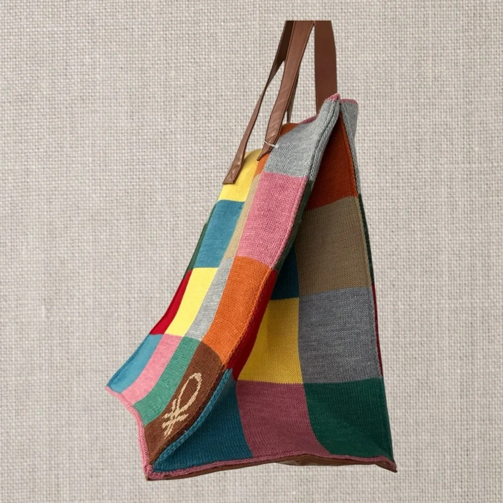 United Colors of Benetton Colorful Patchwork Tote Bag - Picture 2 of 6